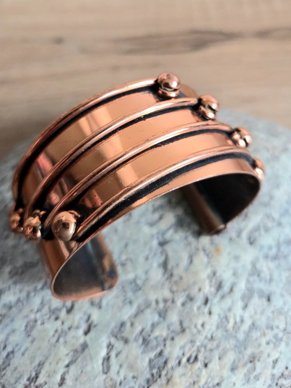 Vintage Modernist Brutalist Genuine Copper Bangle Cuff Bracelet